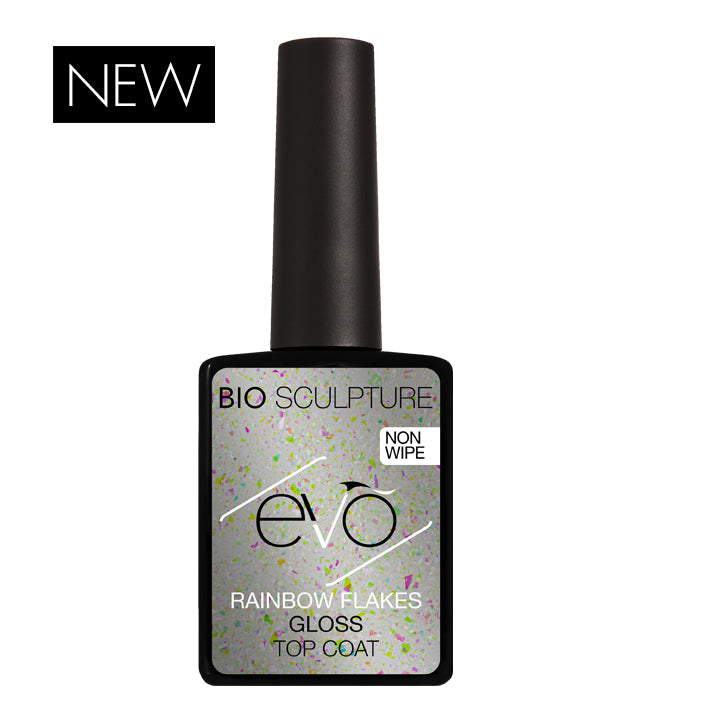 EVO Rainbow Flakes Gloss Top Coat 14ml – Γυαλιστερό Top Coat με Ιριδίζοντα Σωματίδια (TPO Free)