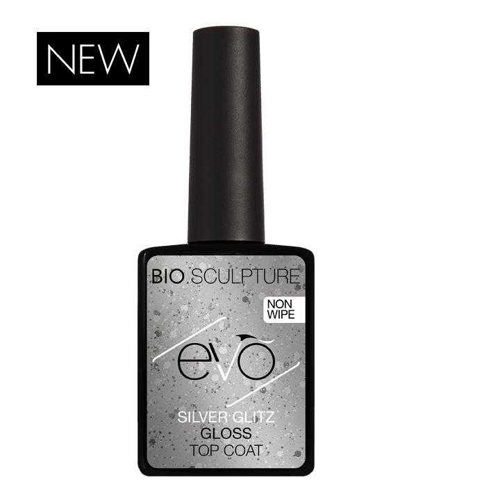 EVO Silver Glitz Gloss Top Coat 14ml – Γυαλιστερό Top Coat με Ασημί Γκλίτερ (TPO Free)