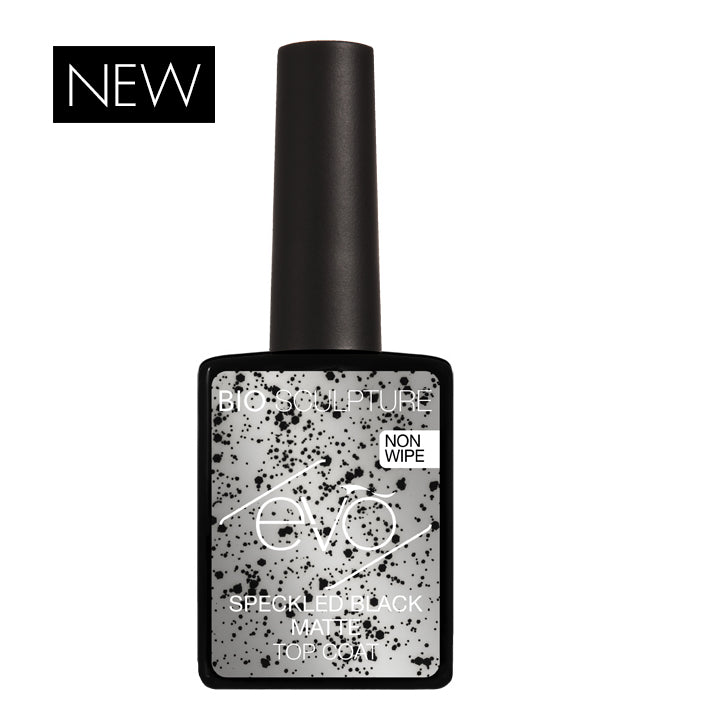 EVO Speckled Black Matte Top Coat 14ml – Ματ Top Coat με Μαύρες Νιφάδες (TPO Free)
