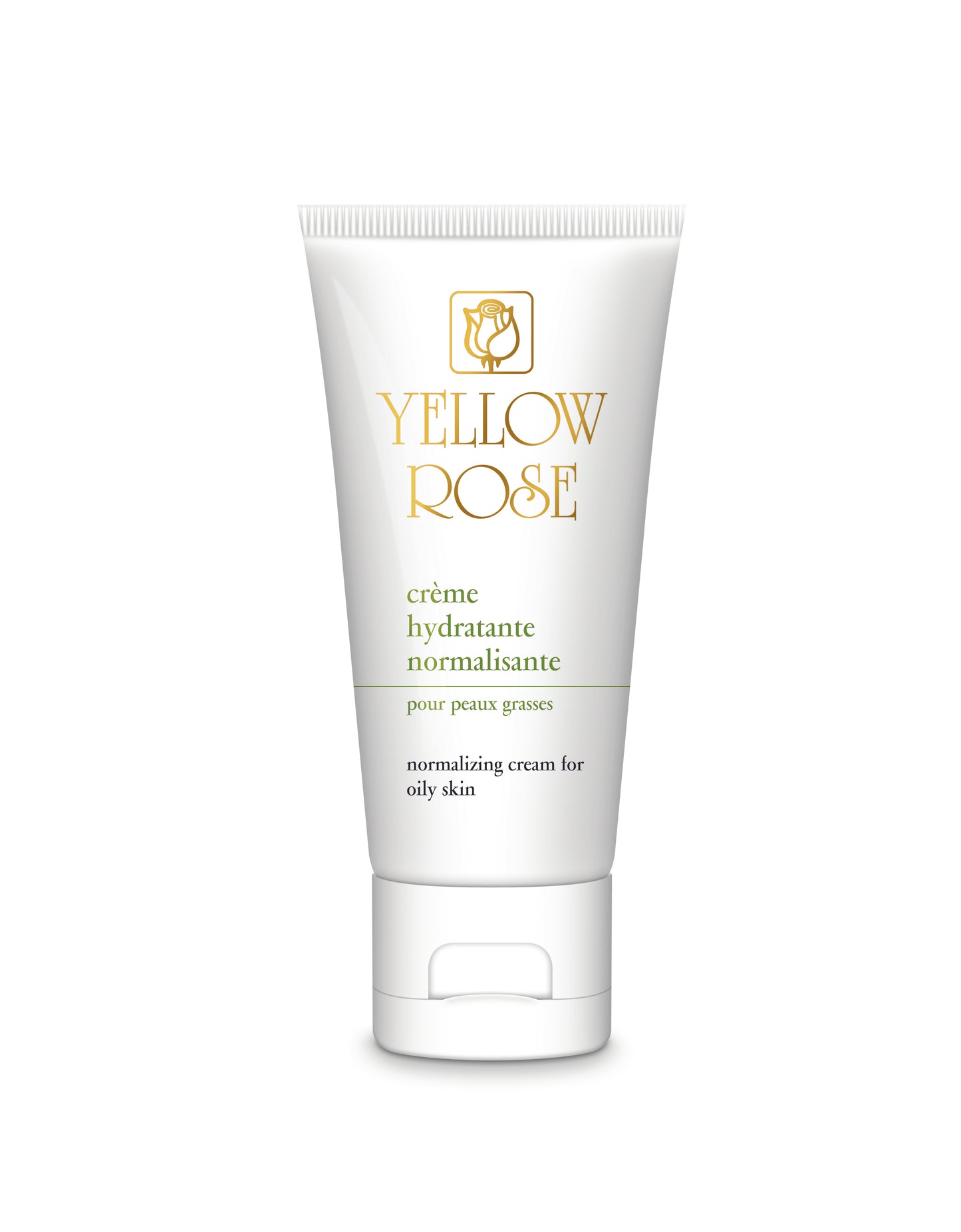 Tube of YELLOW ROSE Hydrating Cream for skin, with a white and green label, 50 ml size.