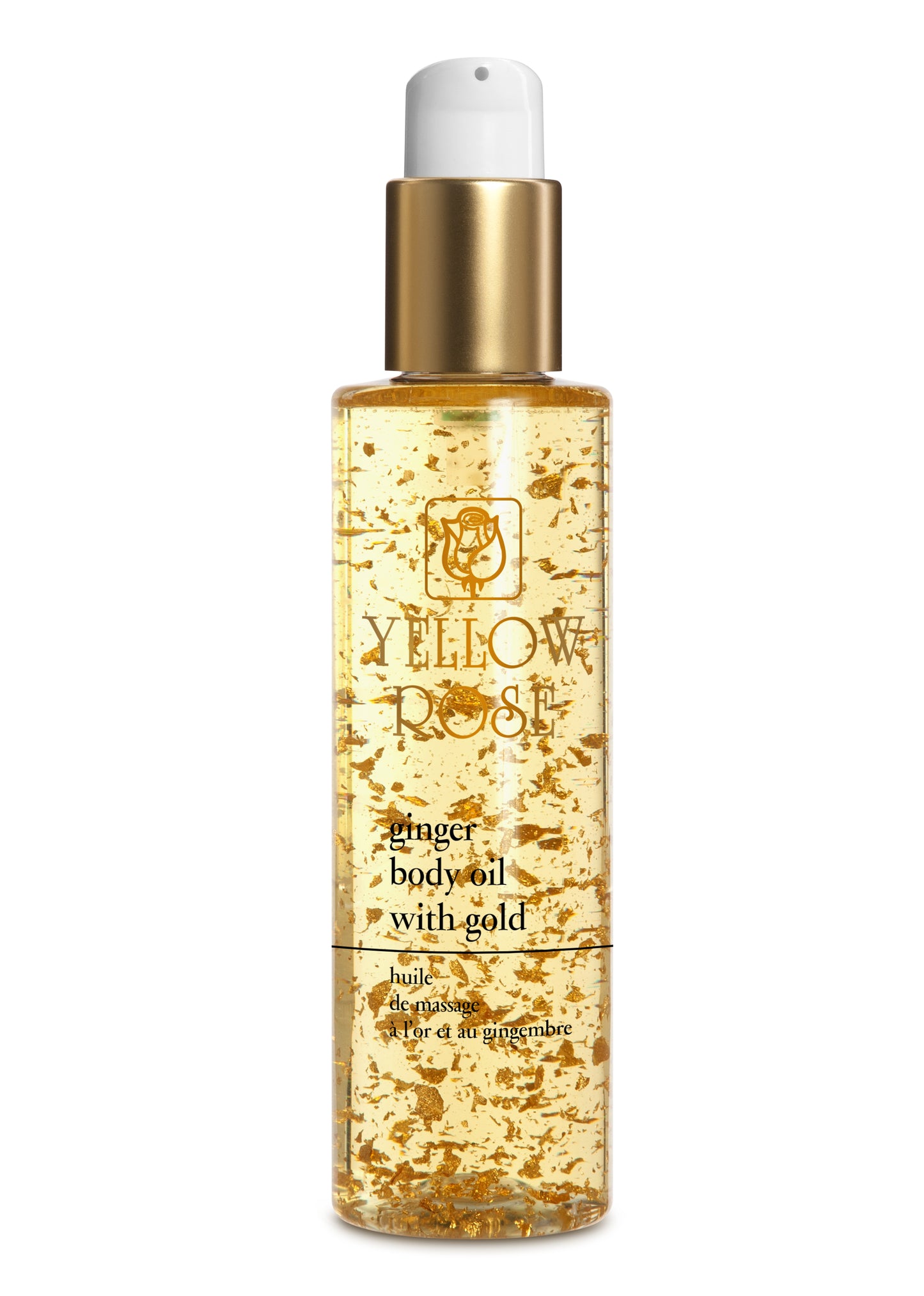 BODY MASSAGE OILS - GINGER BODY OIL WITH 23K GOLD - 200ml YELLOW ROSE
