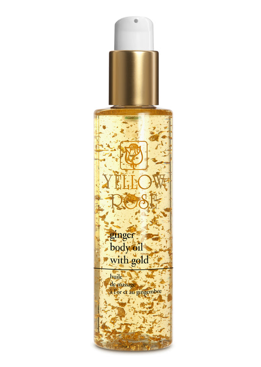 BODY MASSAGE OILS - GINGER BODY OIL WITH 23K GOLD - 200ml YELLOW ROSE