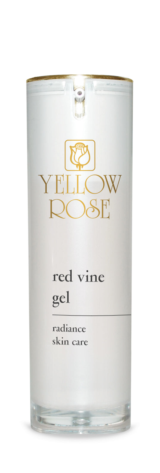 A transparent bottle with a silver cap, labeled 'YELLOW ROSE RED VINE GET RANDIZCE SKIN CARE'.