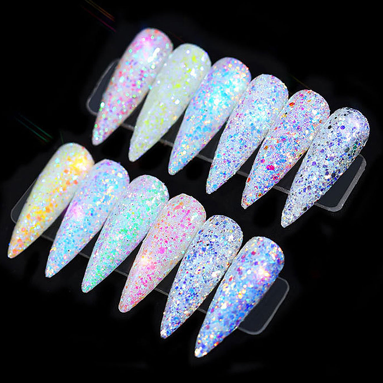 GLITTER PACK OF 12- COLOURED WHITE