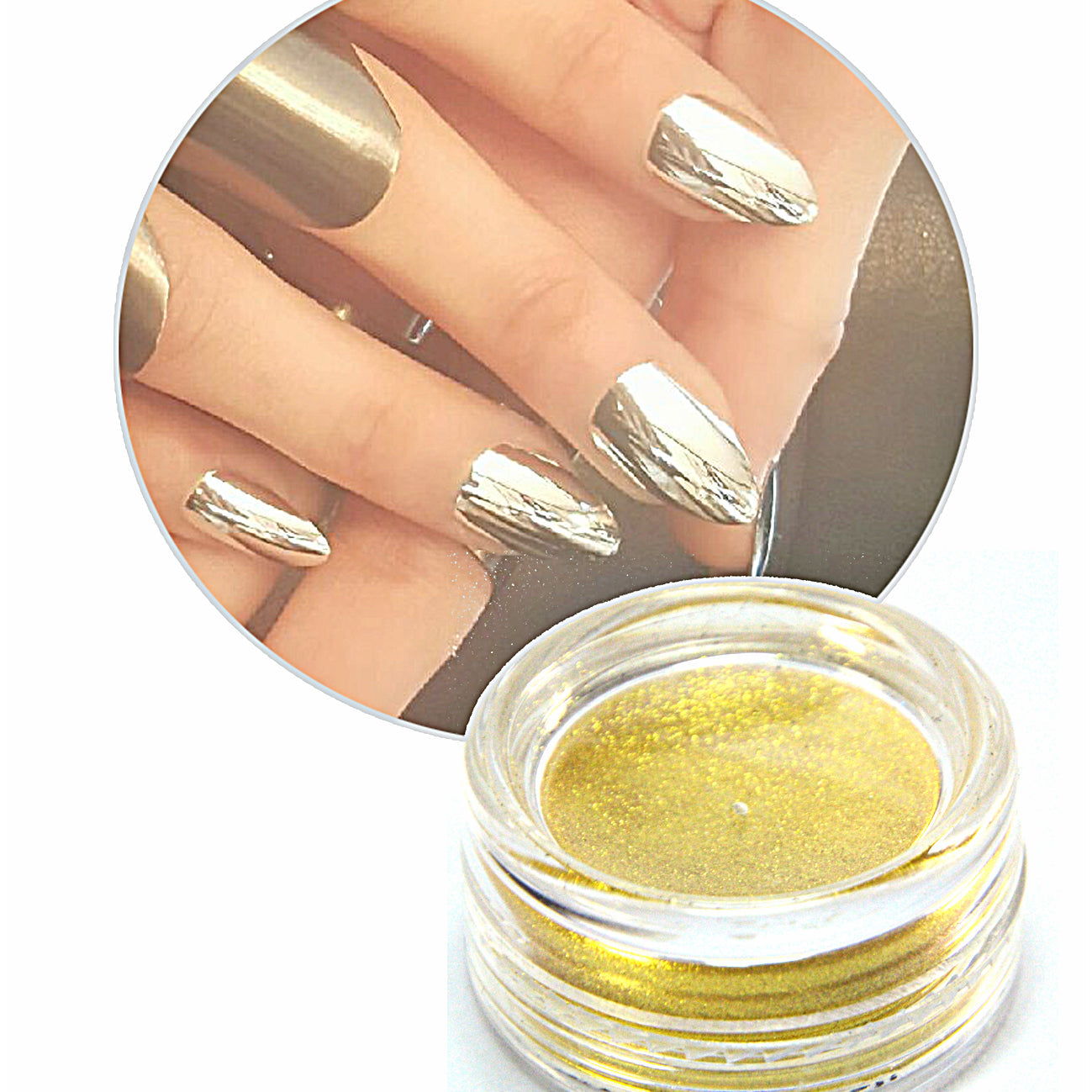 MIRROR DUST SILVER NAIL ART - CYPRUS NAIL SHOP